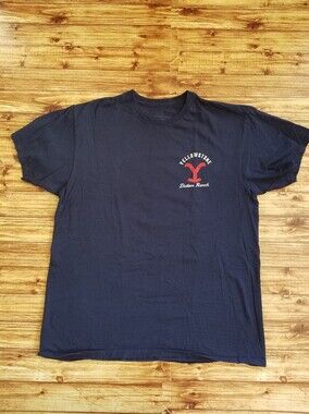 Yellowstone Dutton Ranch Men's Large Short-Sleeve T-Shirt Navy Blue Paramount